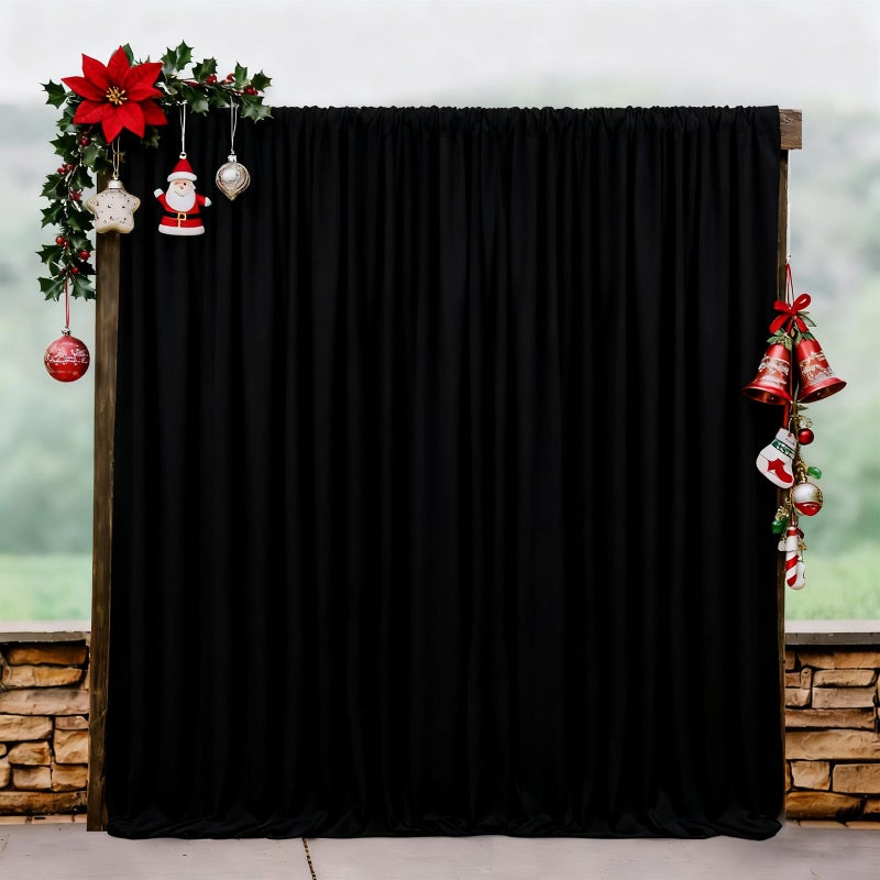 LuoluoHouse Backdrop Curtains Black Polyester Backdrop for Curtains 2 Packs 5ftx8ft Drape Halloween Curtain Fabric for Party Decoration - Image 1